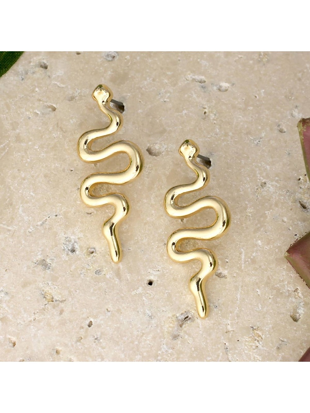 ZAD - Gold Curvy Snake Post Earrings